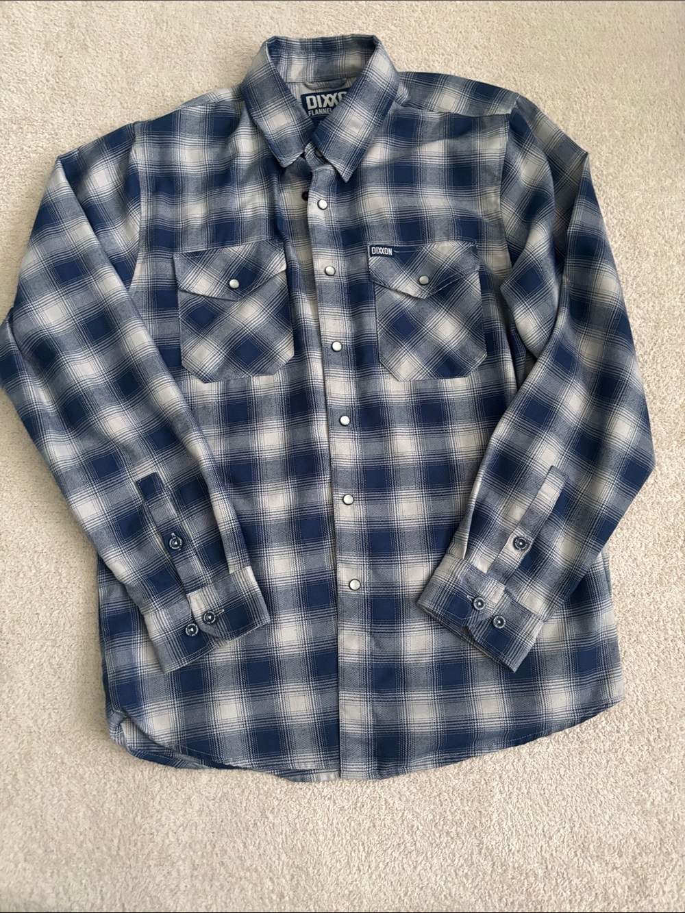 DIXXON  “The Midway” Navy and White Plaid Button-Down Work Shirt